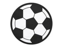Runde Sort/Hvid-Ternet Fodbold Servietter, 20 stk.