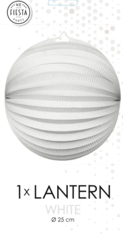 Rund Papirlanterne i Hvid, 25 cm