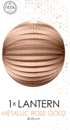 Rund Papirlanterne i Metallic Rosegold, 25 cm