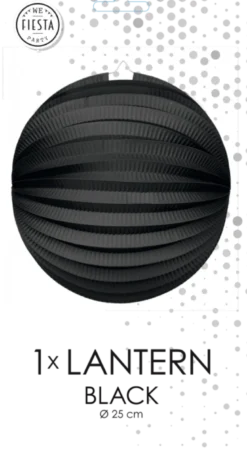 Rund Papirlanterne i Sort, 25 cm