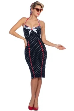 Sailor Halterneck Kjole m/Anker Print & Striber