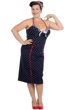 Sailor Halterneck Kjole m/Anker Print & Striber