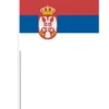 Serbisk Papirflag m/Våbenskjold på Pind, 27 x 20 cm