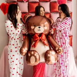 Siddende Bamse Ballon - Be my Valentine