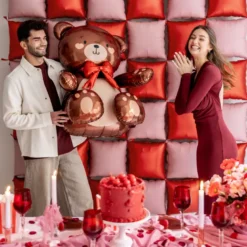 Siddende Bamse Ballon - Be my Valentine