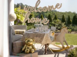 Siddende Bamse Ballon i Guld