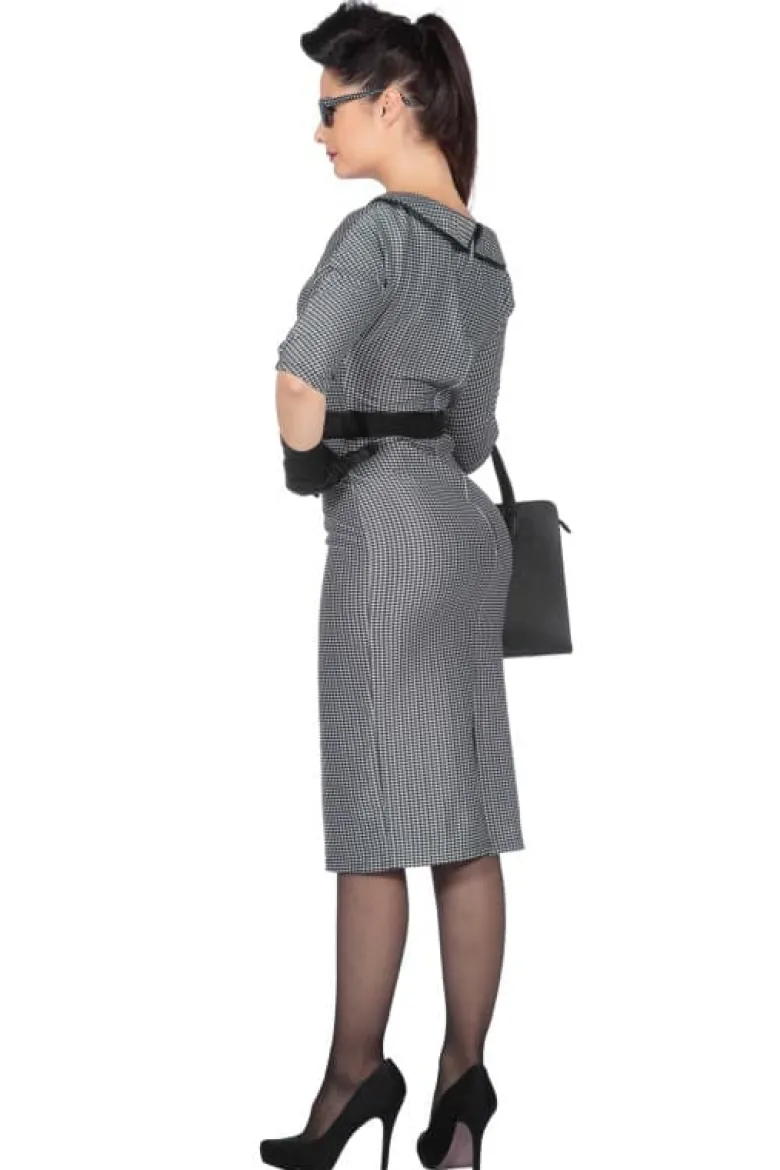 50's Jackie Tweed Bodycon Kjole m/Bælte