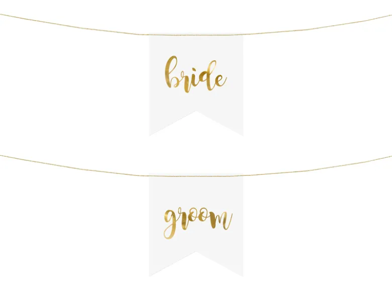 Skilte Til Stole - Bride Groom, Guld (2 Stk.)