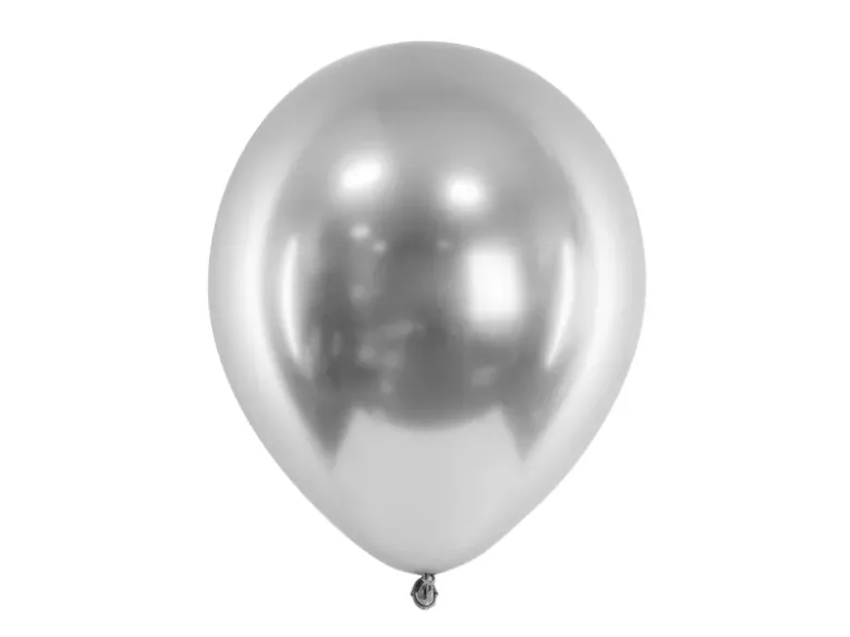 Sølv Balloner Chrome 30 cm, 10 stk.