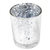 Sølv Glas Fyrfadsstage, 5.5 x 6.7 cm