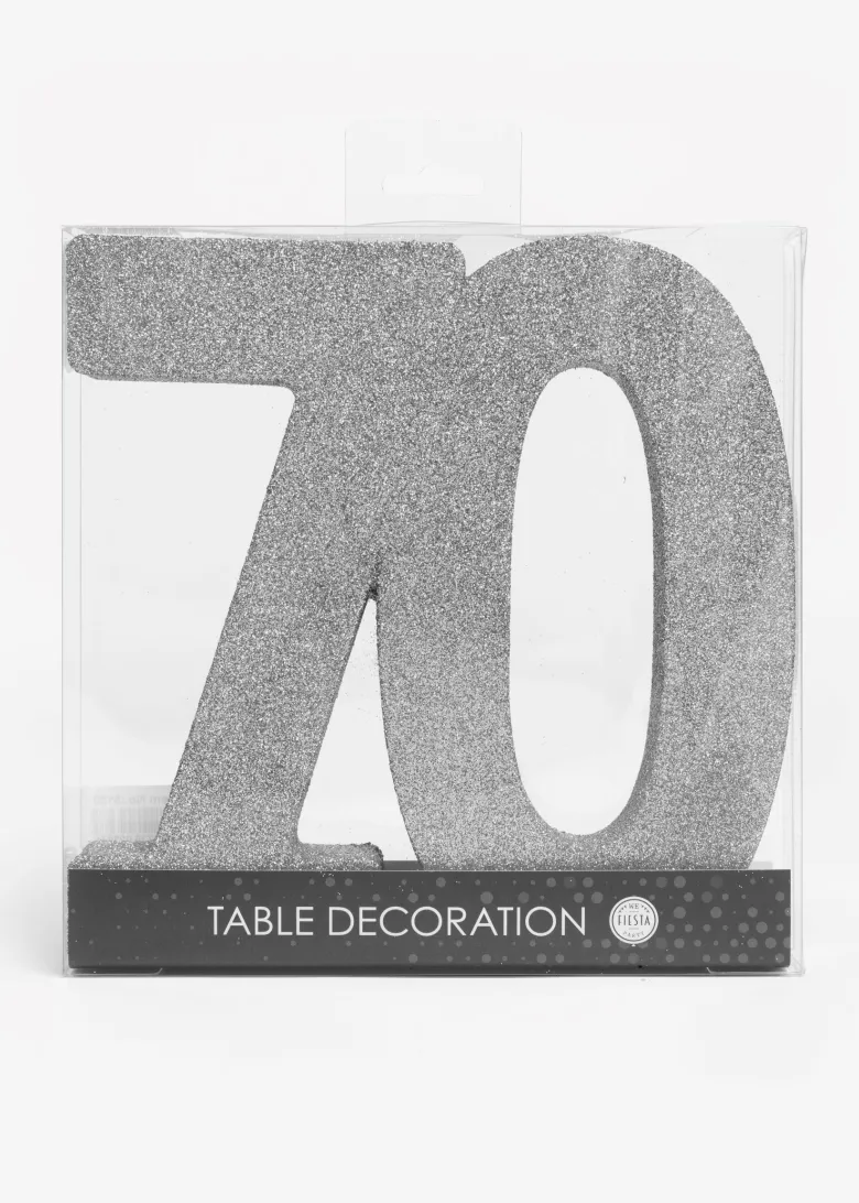 Sølv Glitter "70" Tal Dekoration