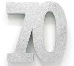 Sølv Glitter "70" Tal Dekoration