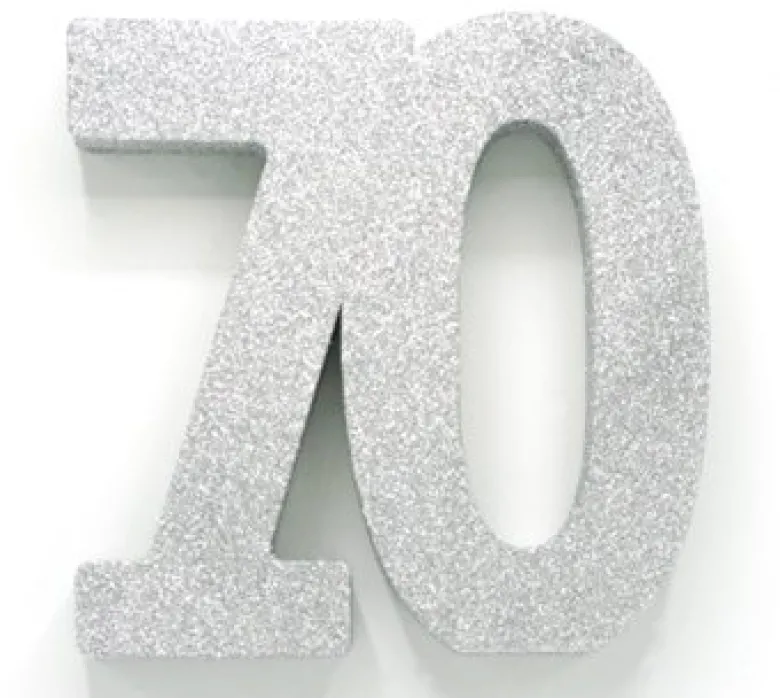 Sølv Glitter "70" Tal Dekoration