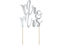 Sølv Kage Topper - Mr & Mrs