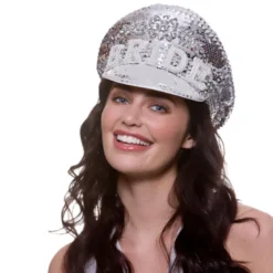 Sølv Paillet "BRIDE" Kaptajn Hat
