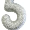 Sølv Tal Kagelys m/Glitter 6.5 cm - 5 Tal