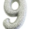 Sølv Tal Kagelys m/Glitter 6.5 cm - 9 Tal