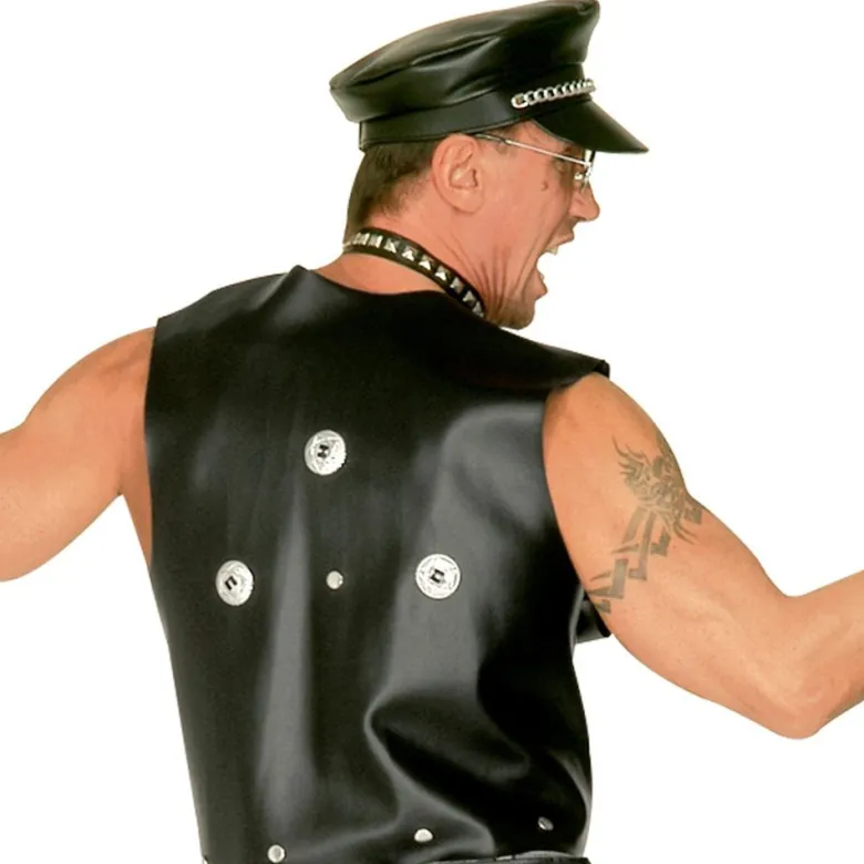 Sort Bikervest med Nitter