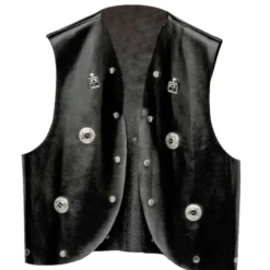 Sort Bikervest med Nitter