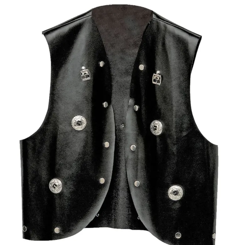 Sort Bikervest med Nitter