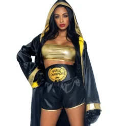 Sort Boxing Champ Kostume til Voksne
