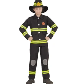 Sort Brandmands Uniform m/Gule Reflekser