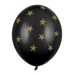 Sorte Balloner med Guld Stjerner (30cm.)