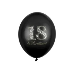 Sorte balloner med 18 tallet (30cm.)