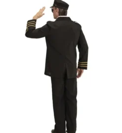 Sort Herre Skibsofficer Uniform, Voksen