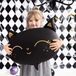Sort Kat Shape Folieballon, 48 x 36 cm