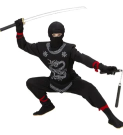 Sort Ninja m/Gråt Drage Print