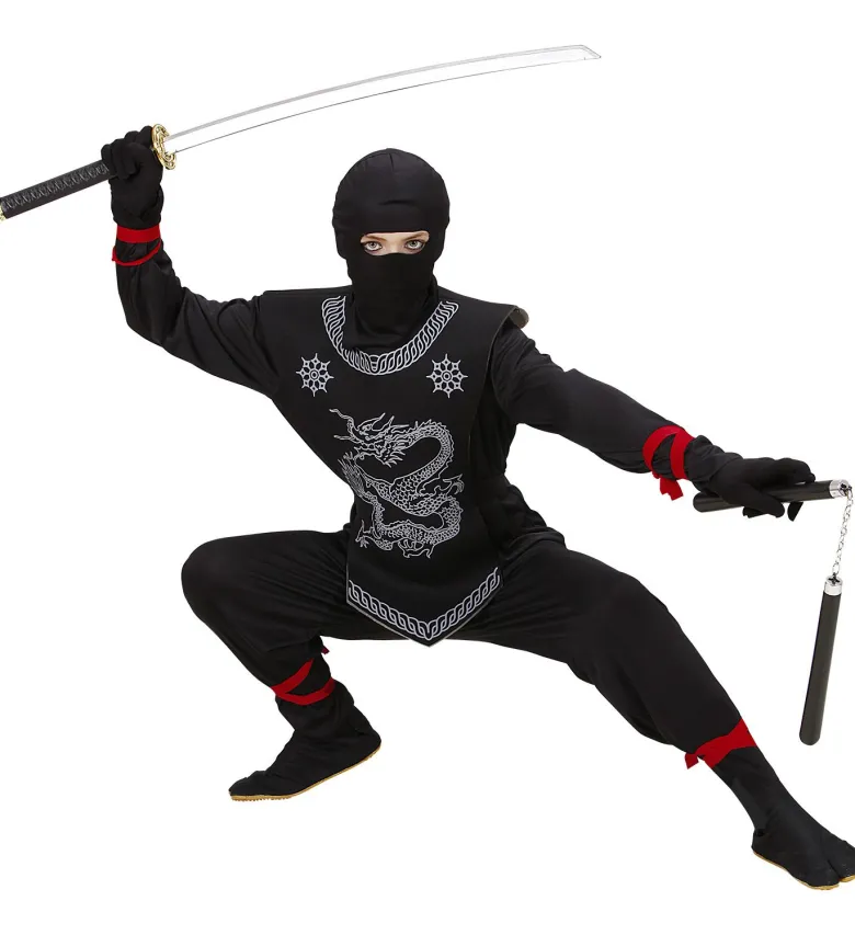 Sort Ninja m/Gråt Drage Print