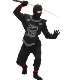 Sort Ninja m/Gråt Drage Print