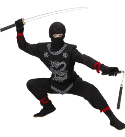 Sort Ninja m/Gråt Drage Print