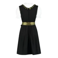 Sort & Olivengrøn Dirndl m/ Skjorte i 100% Bomuld