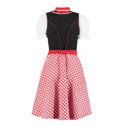 Sort & Rød Dirndl i 100% Bomuld, 3 Dele