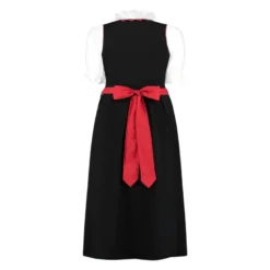 Sort & Rød Dirndl i 100% Bomuld, Lang Model i 3 dele