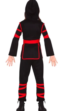 Sort-Rødt Ninja Kostume Til Børn (5 - 12 år)