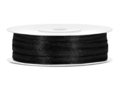 Sort Satinbånd, 50M X 3mm