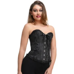 Sort Satin Korset