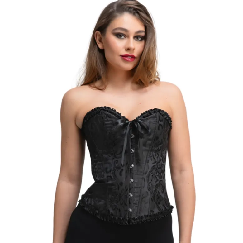 Sort Satin Korset