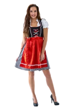 Sortternet Dirndl i 100% Bomuld, m/løs Skjorte