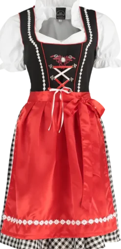 Sortternet Dirndl i 100% Bomuld, m/løs Skjorte