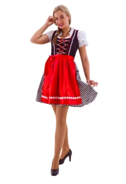 Sortternet Dirndl i 100% Bomuld, m/løs Skjorte