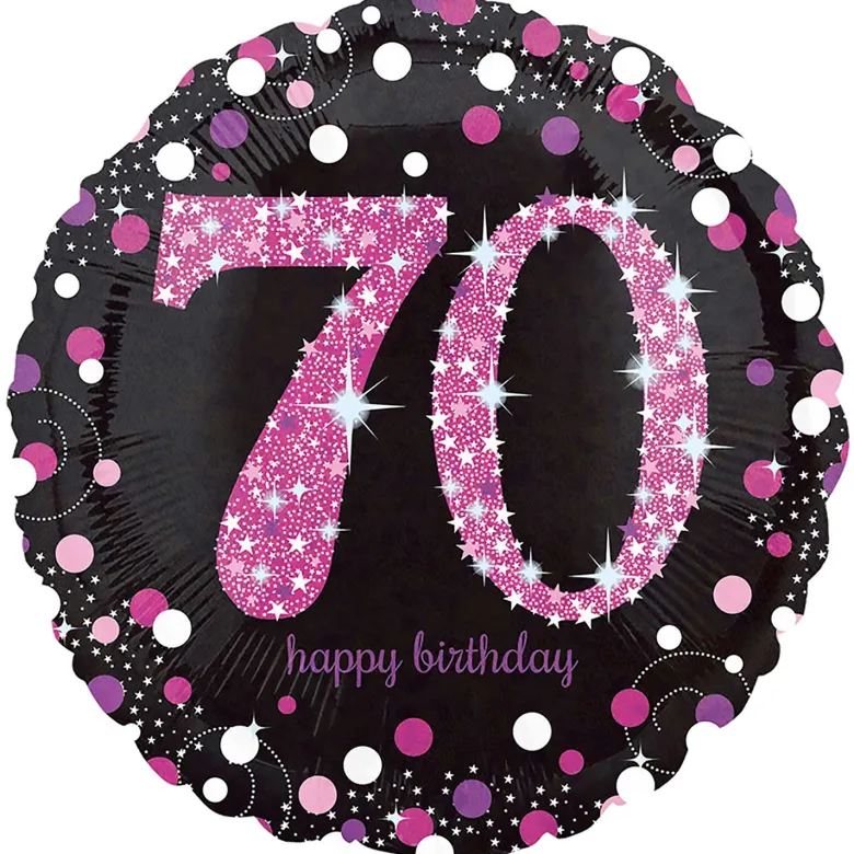 Sparkling Pink Folie Ballon - 70 År