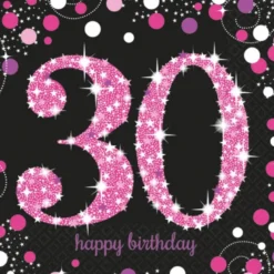 Sparkling Pink 30 Års Servietter