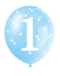 1st Birthday Lyseblå Latexballoner, 5 stk.