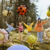 Stående Blomst Ballon Lyserød - Airwalker
