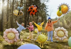Stående Blomst Ballon Lyserød - Airwalker