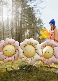 Stående Blomst Ballon Lyserød - Airwalker